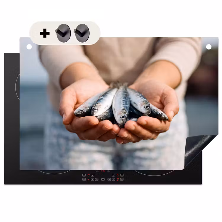 Inductie beschermer en spatscherm (2in1) - Vis - Handen - Natuur — 1