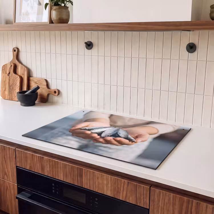 Inductie beschermer en spatscherm (2in1) - Vis - Handen - Natuur — 3