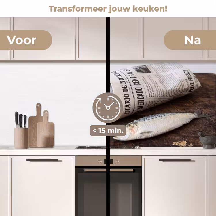 Keuken achterwand - Sardientje - krant - snijplank — 2