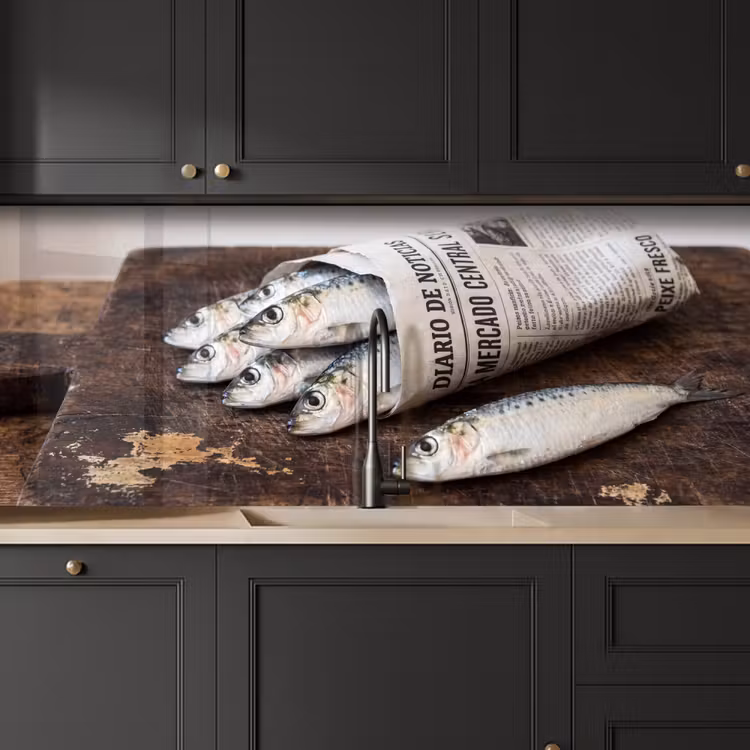 Keuken achterwand - Sardientje - krant - snijplank — 6