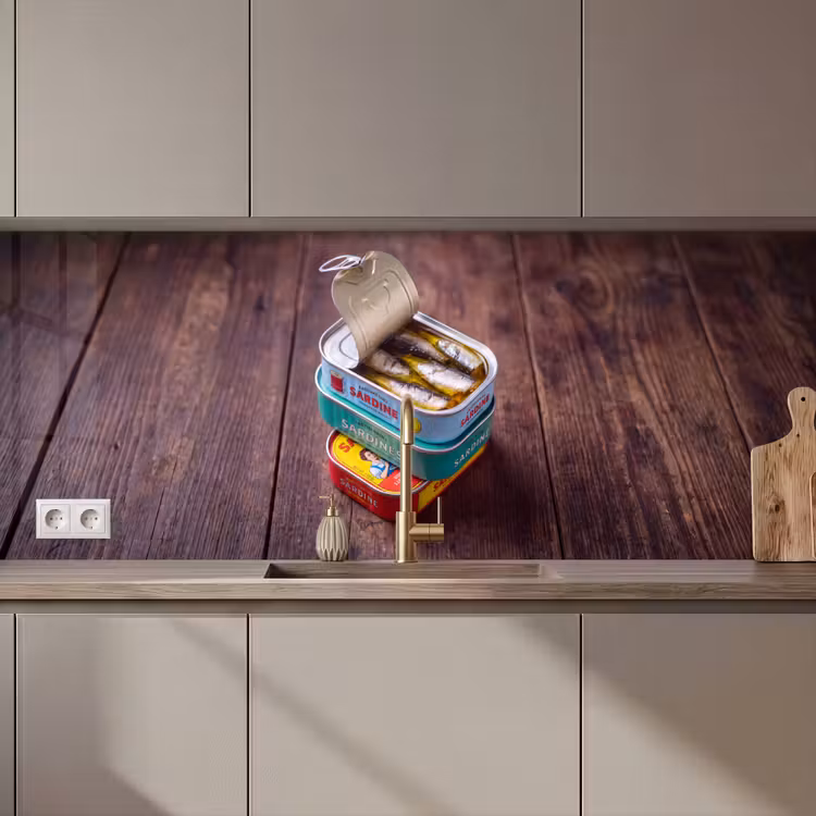 Keuken achterwand - Vis - Blikjes - Keuken — 1