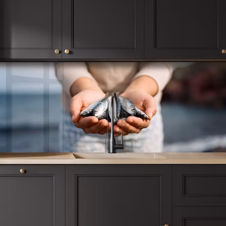 Keuken achterwand - Vis - Handen - Natuur — 6