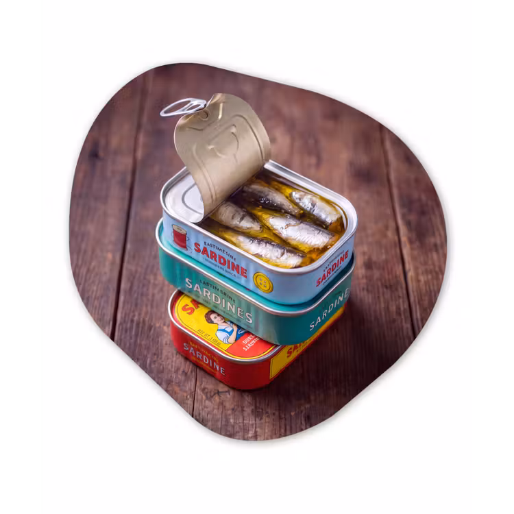 Organisch schilderij - Forex - Vis - Blikjes - Keuken — 1