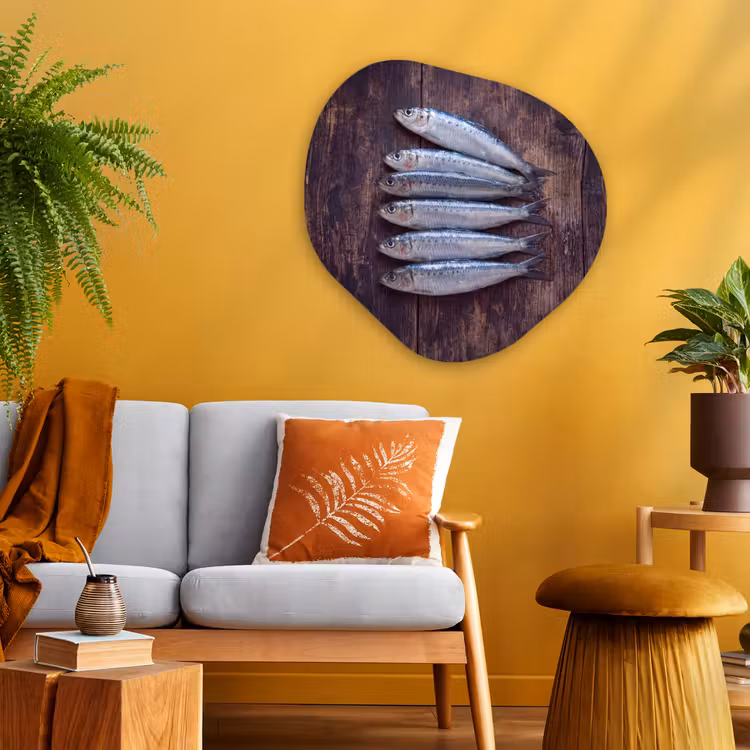 Organische schilderij - Aluminium - Vis - Hout - Eten — 3