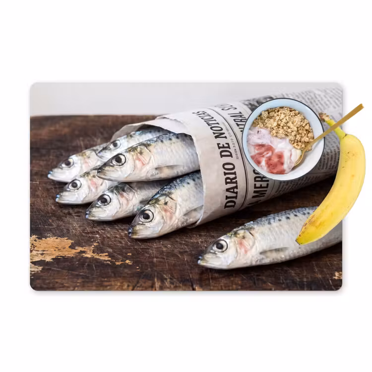 Placemat - 6 stuks - Sardientje - krant - snijplank — 1