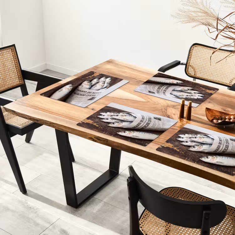Placemat - 6 stuks - Sardientje - krant - snijplank — 5