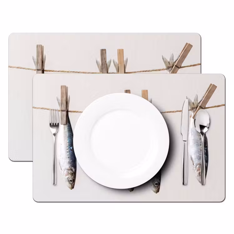 Placemat - 6 stuks - Vis - Hangend - Eten — 2