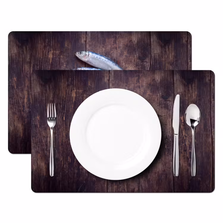 Placemat - 6 stuks - Vis - Hout - Eten — 2