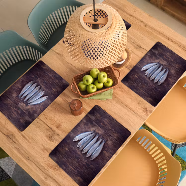 Placemat - 6 stuks - Vis - Hout - Eten — 6