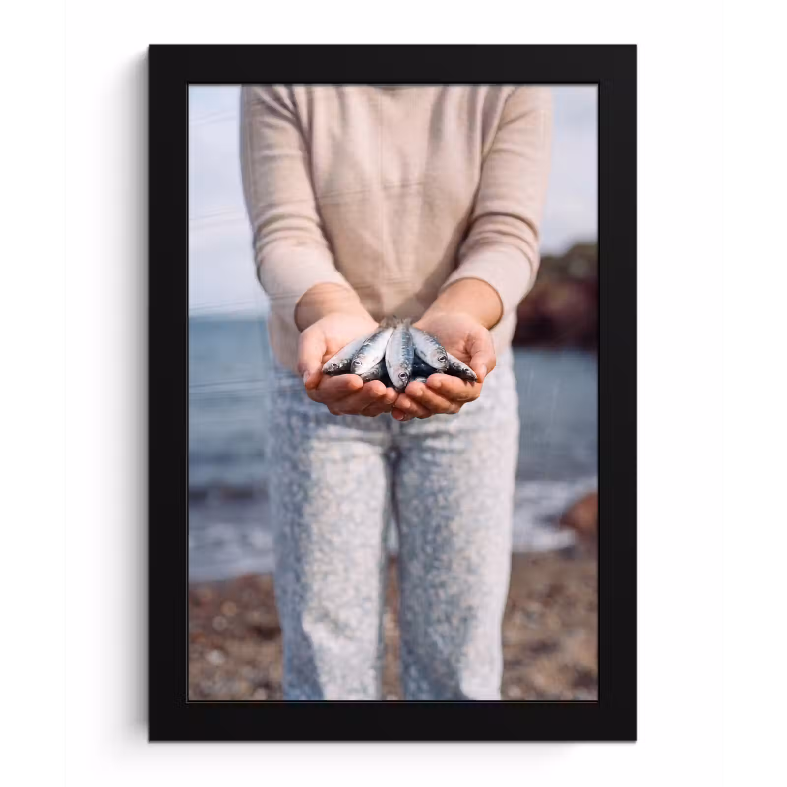 Poster met lijst - Vis - Handen - Natuur — 1