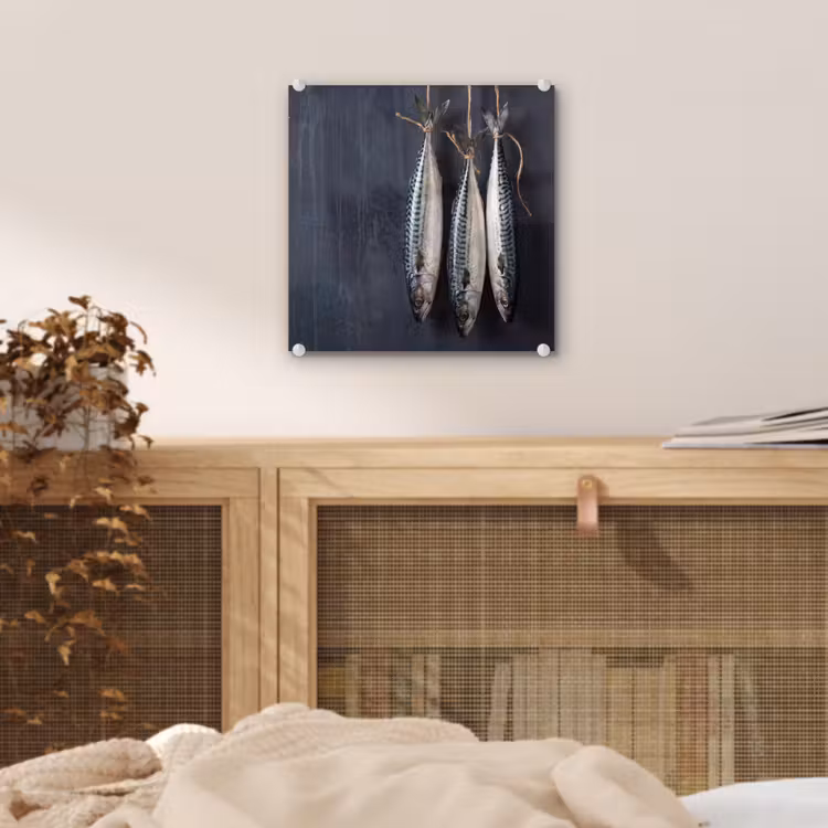 Glas schilderij - Drie vissen - Touw — 5