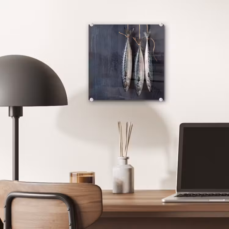 Glas schilderij - Drie vissen - Touw — 7