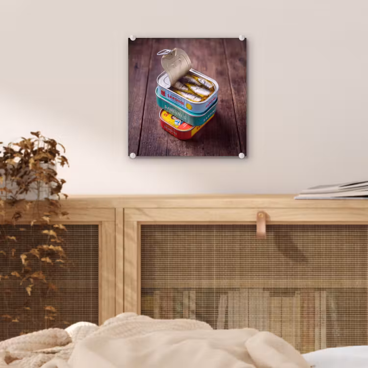 Glas schilderij - Vis - Blikjes - Keuken — 5
