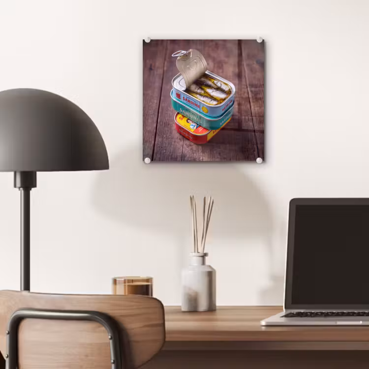 Glas schilderij - Vis - Blikjes - Keuken — 7
