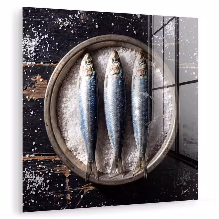 Glas schilderij - Vis - Zout - Eten — 1