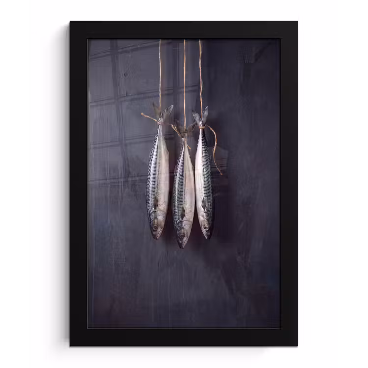 Poster met lijst - Drie vissen - Touw — 1