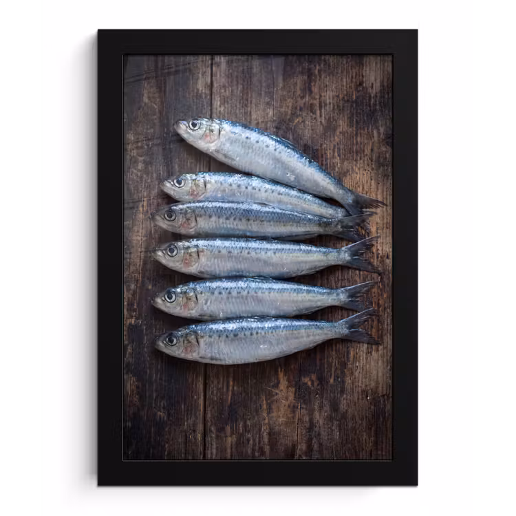 Poster met lijst - Vis - Hout - Eten — 1