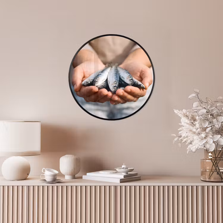 Ronde fotolijst - Vis - Handen - Natuur — 5