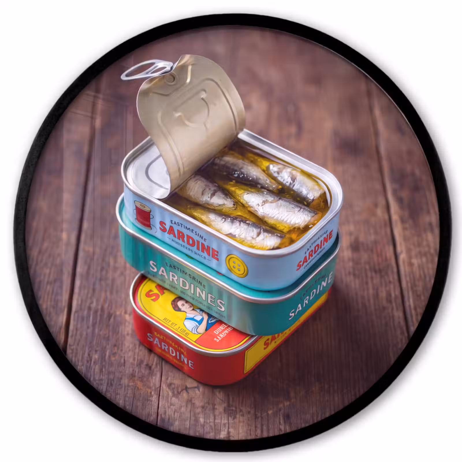 Ronde fotolijst - Vis - Blikjes - Keuken — 1