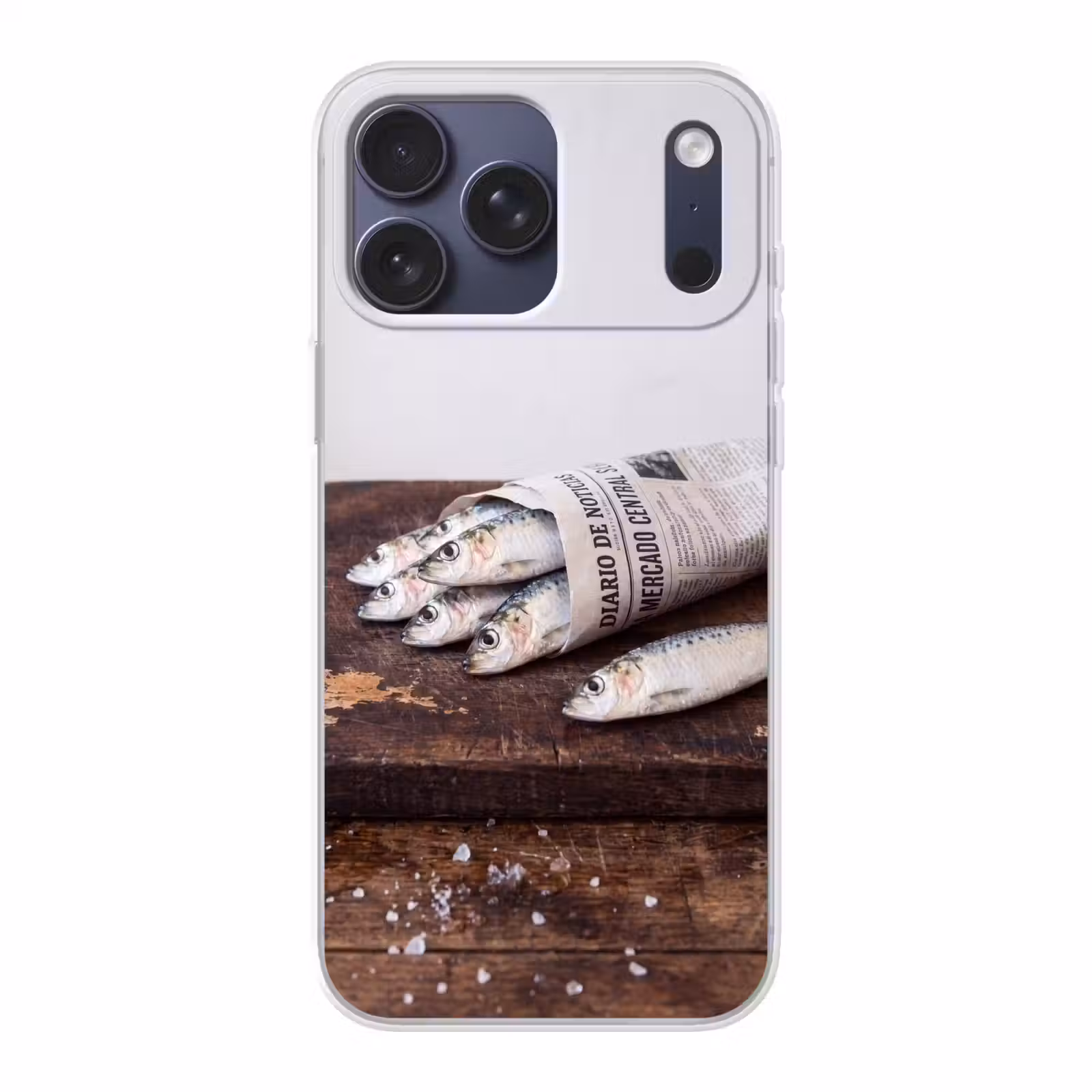 Telefoonhoesje Softcase - Sardientje - krant - snijplank — 1