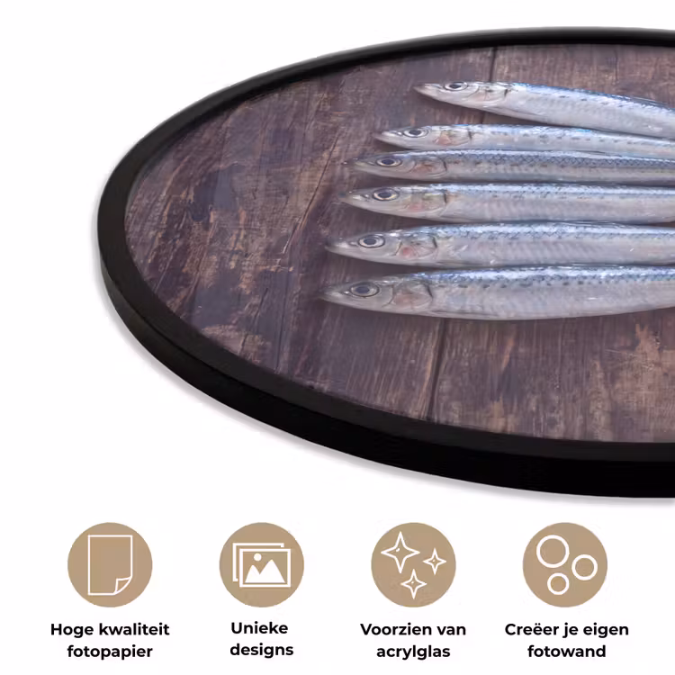 Ronde fotolijst - Vis - Hout - Eten — 2