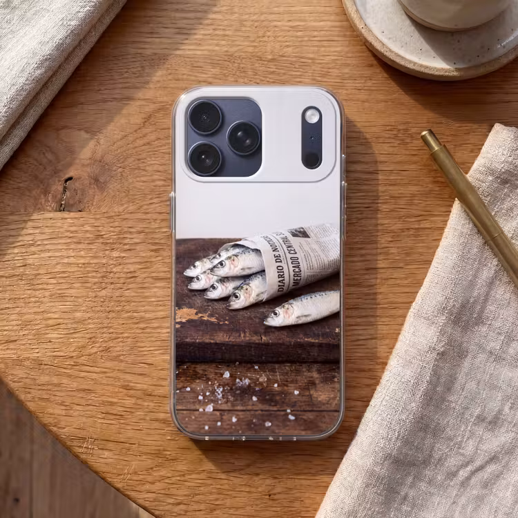 Telefoonhoesje Softcase - Sardientje - krant - snijplank — 2
