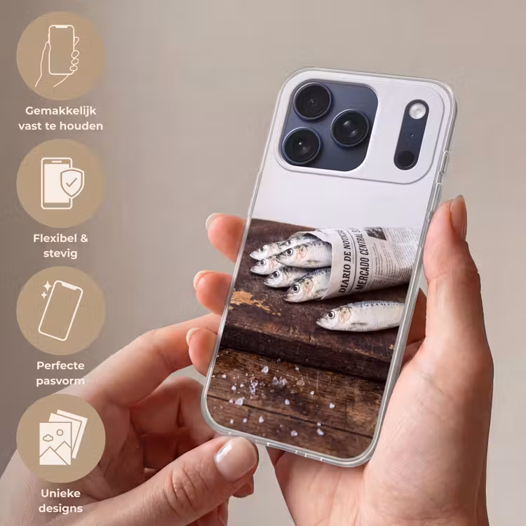 Telefoonhoesje Softcase - Sardientje - krant - snijplank — 4