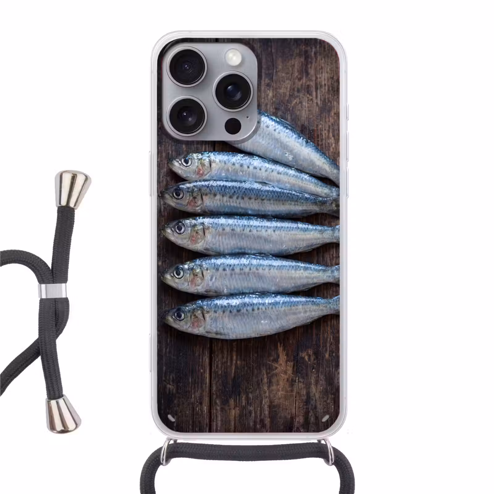 Telefoonhoesje met koord - Vis - Hout - Eten — 1