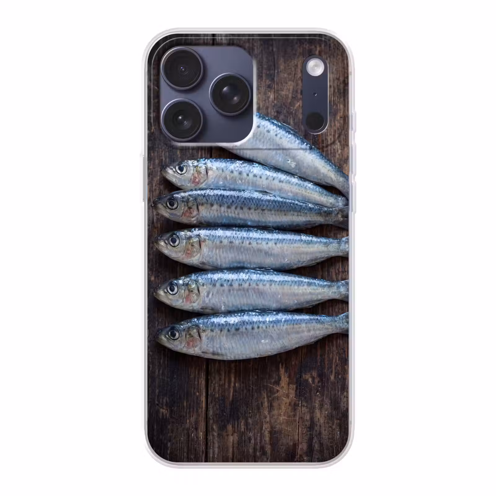 Telefoonhoesje Softcase - Vis - Hout - Eten — 1