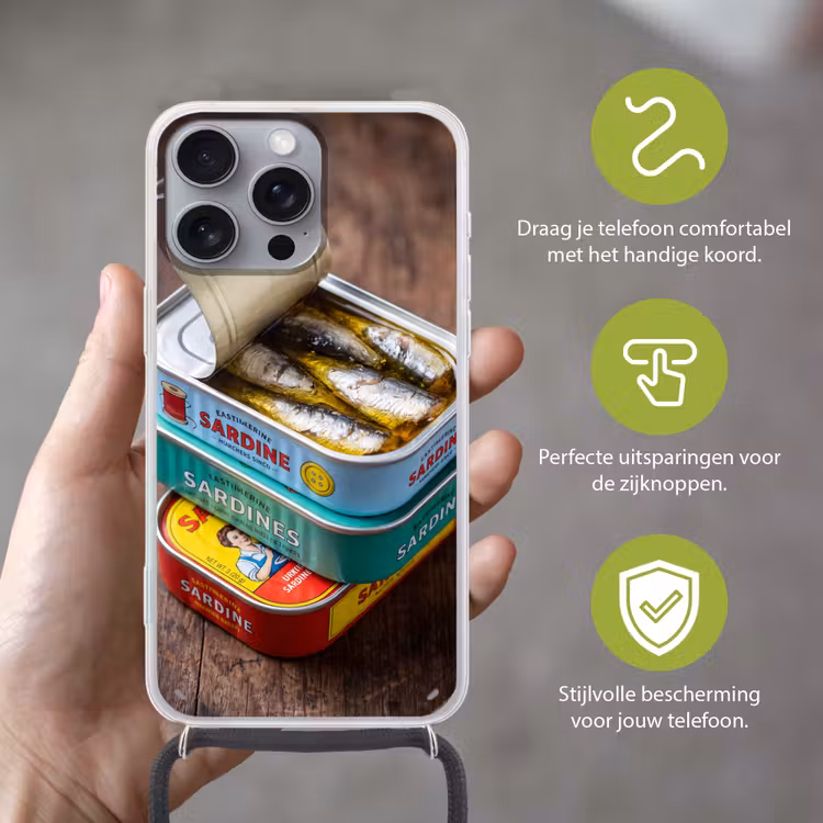 Telefoonhoesje met koord - Vis - Blikjes - Keuken — 4