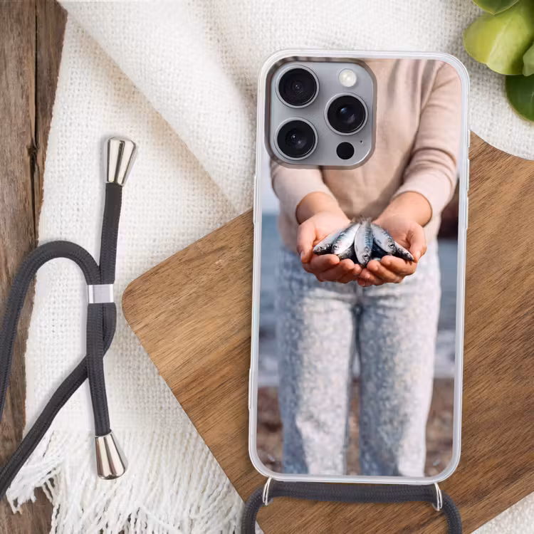 Telefoonhoesje met koord - Vis - Handen - Natuur — 3