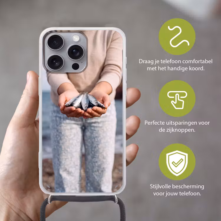Telefoonhoesje met koord - Vis - Handen - Natuur — 4