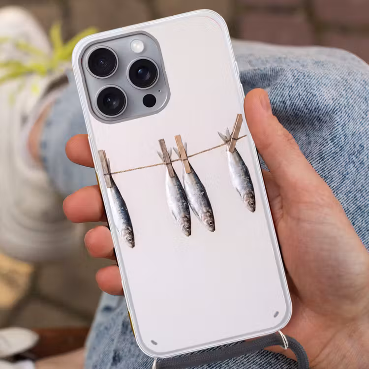 Telefoonhoesje met koord - Vis - Hangend - Eten — 2