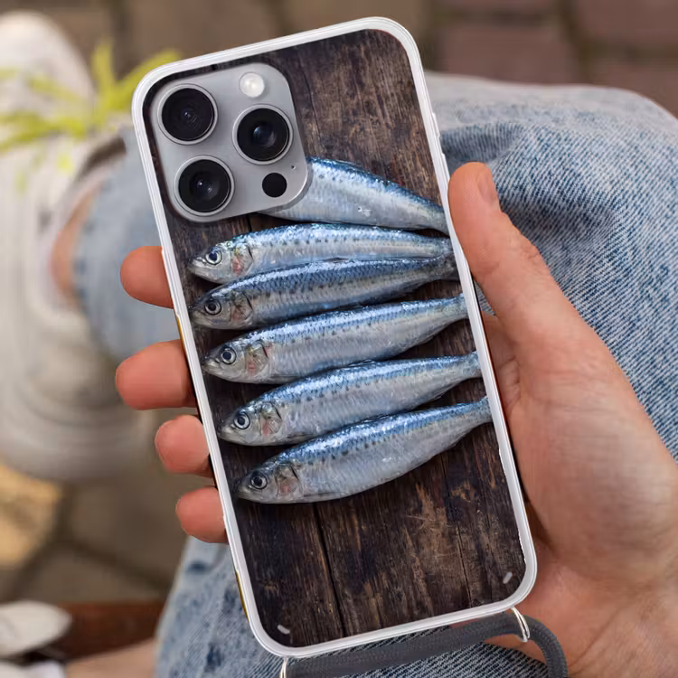 Telefoonhoesje met koord - Vis - Hout - Eten — 2