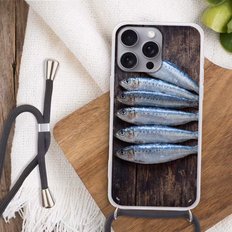 Telefoonhoesje met koord - Vis - Hout - Eten — 3