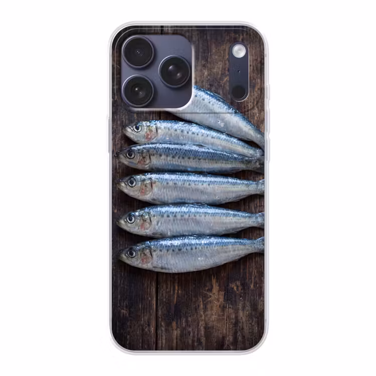 Telefoonhoesje Softcase - Vis - Hout - Eten — 1