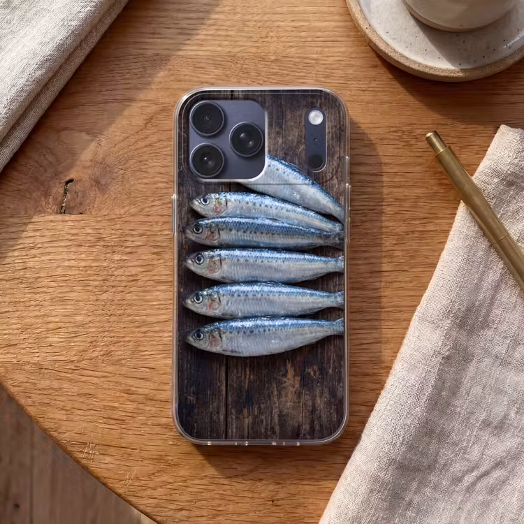 Telefoonhoesje Softcase - Vis - Hout - Eten — 2