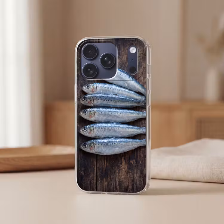 Telefoonhoesje Softcase - Vis - Hout - Eten — 3