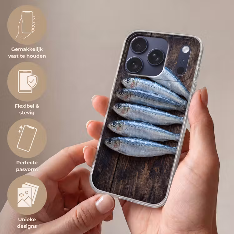 Telefoonhoesje Softcase - Vis - Hout - Eten — 4