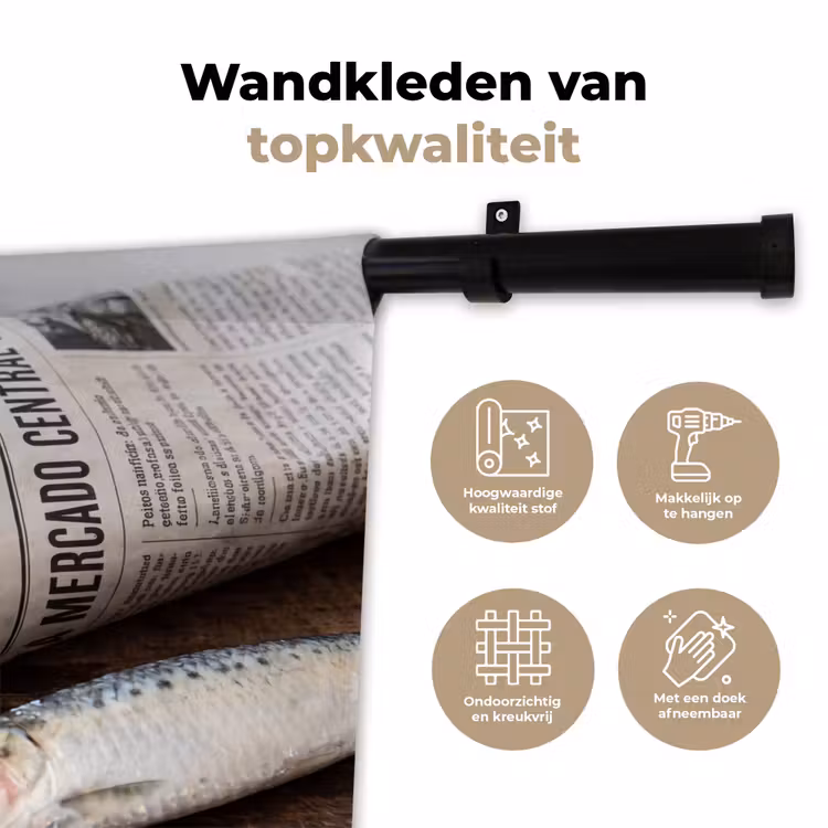 Wandkleed - Sardientje - krant - snijplank — 3