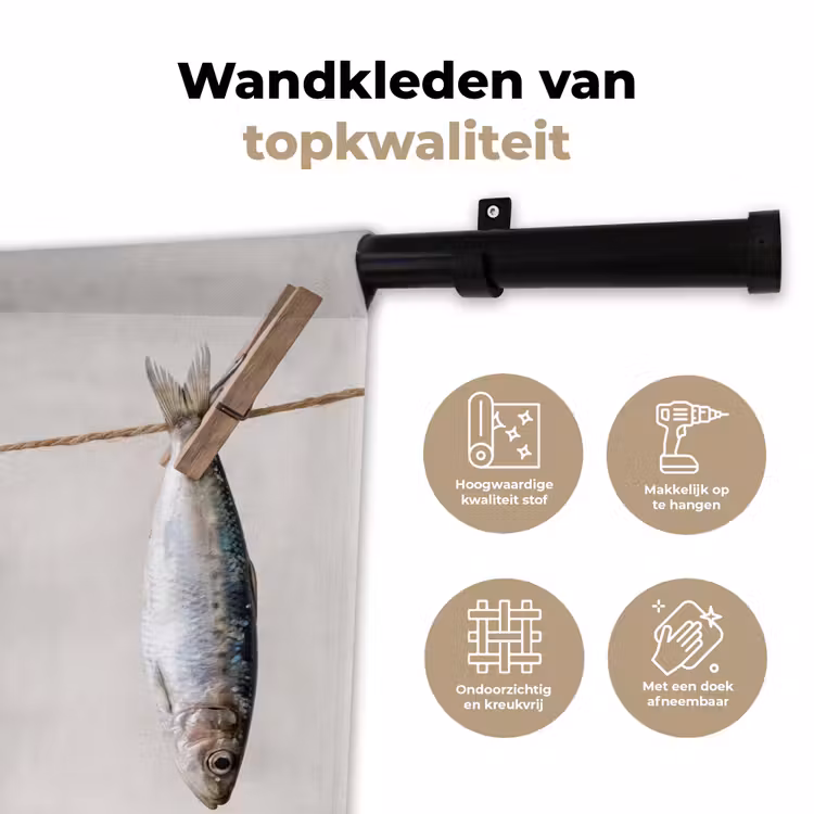 Wandkleed - Vis - Hangend - Eten — 3