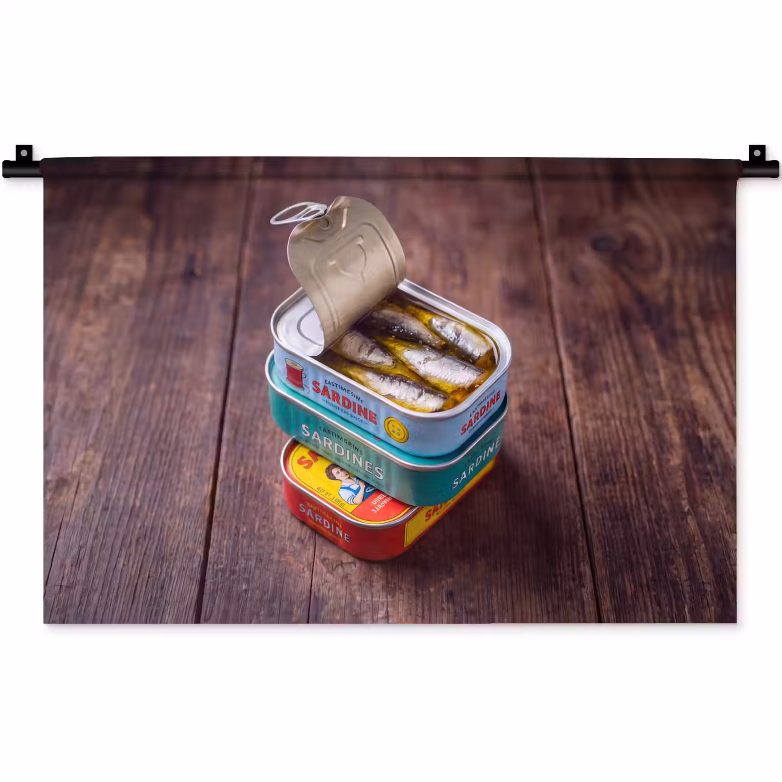 Wandkleed - Vis - Blikjes - Keuken — 1