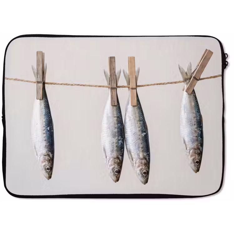 Laptophoes - Vis - Hangend - Eten — 1
