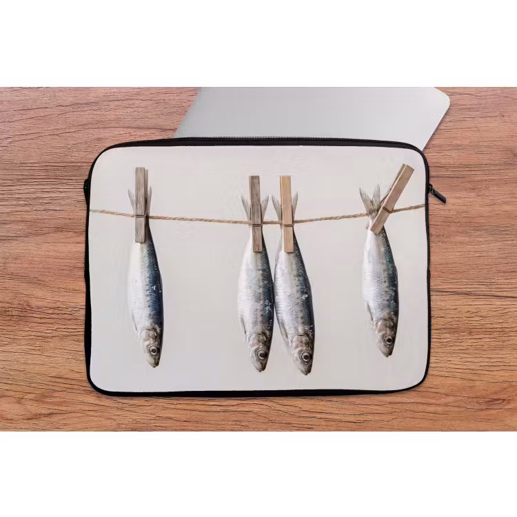 Laptophoes - Vis - Hangend - Eten — 2