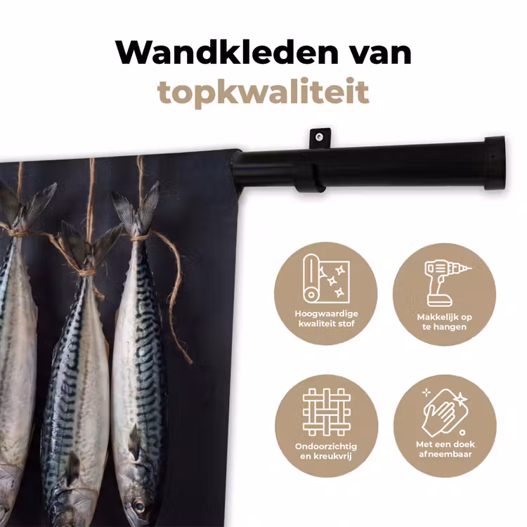 Wandkleed - Drie vissen - Touw — 3