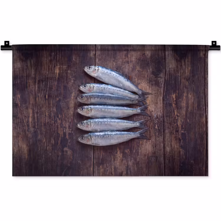 Wandkleed - Vis - Hout - Eten — 1