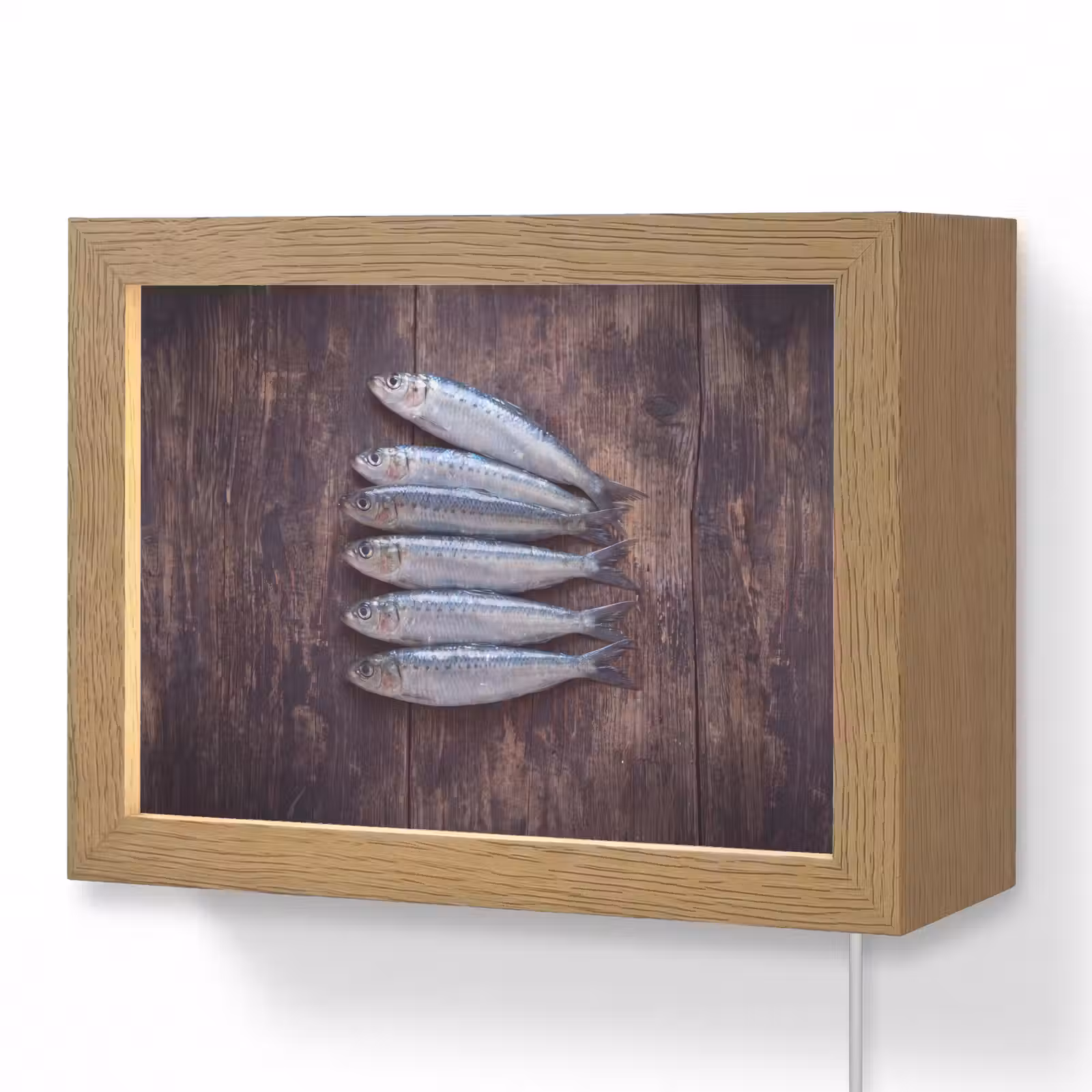 Lightbox - Wandlamp - Vis - Hout - Eten — 1