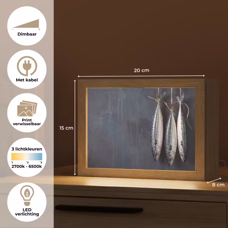 Lightbox - Wandlamp - Drie vissen - Touw — 9