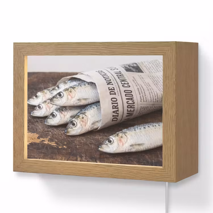 Lightbox - Wandlamp - Sardientje - krant - snijplank — 1