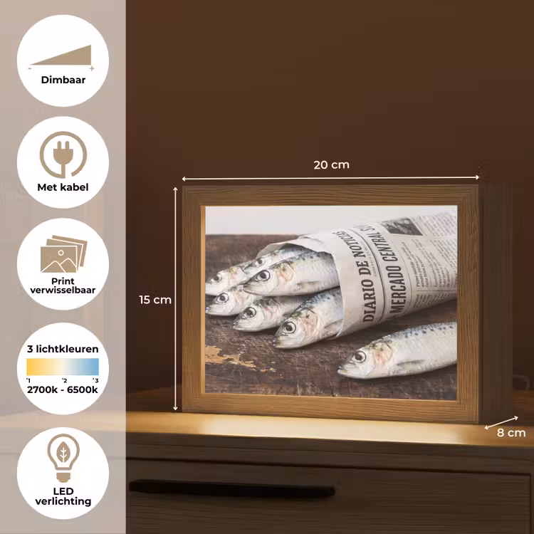 Lightbox - Wandlamp - Sardientje - krant - snijplank — 9